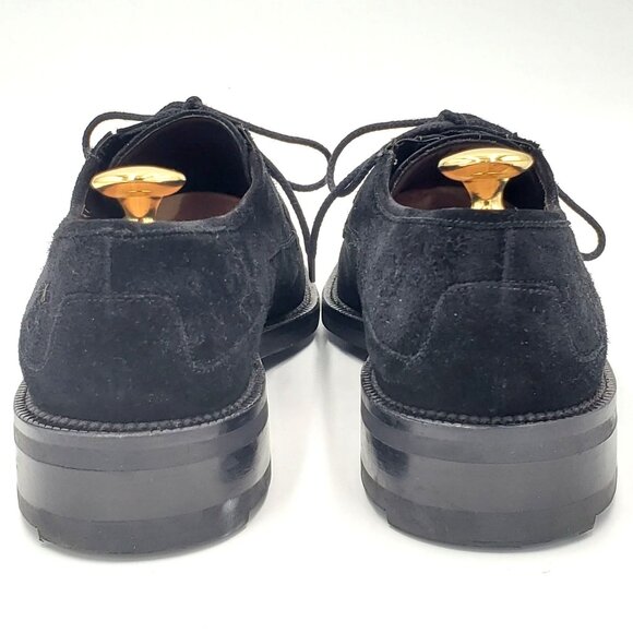 Mezlan Dress Shoes Mens 9.5 Black Suede Leather Split-toe Bluchers Derby Oxfords - Picture 6 of 14